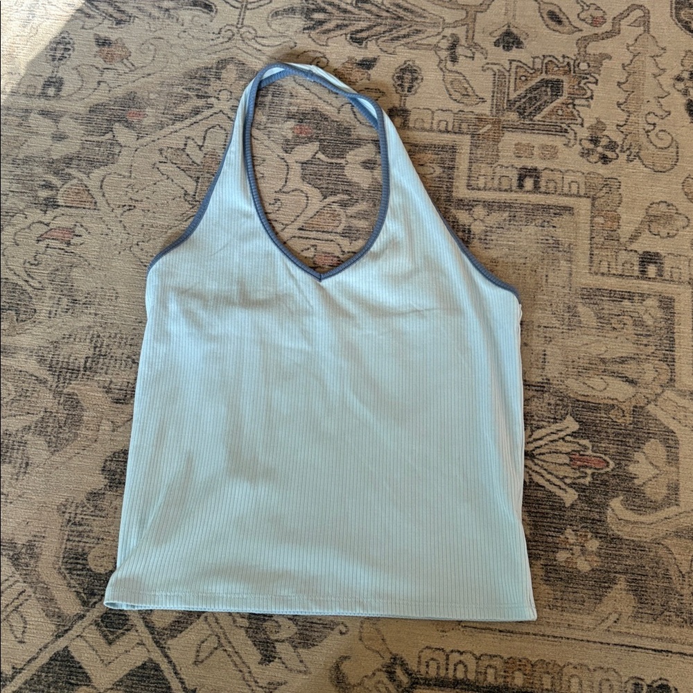 American Eagle Outfitters Blue and Gray Ribbed Top